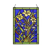 Tiffany Style Stained Glass Window Panel 16"X11" Window Suncatcher Perfect Wi...