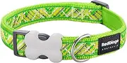 Red Dingo Dog Collar, Flanno Lime Green, 25mm Large