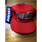 New Rare VTG 1990s Detroit Redwings NHL Starter Flexfit Hat - Red - 7-7 3/4