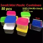 50pc 85ml Plastic Small Square Storage Containers COLORED Lid 6x5.5x3.5cm box