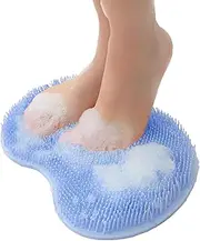 Shower Foot and Back Scrubber Mat,Wall Mounted Shower Foot Scrubber with Suction Cups,Exfoliating Silicone Massage Foot Cleaner for Shower(Blue)