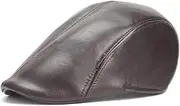 [Generic] Men’S Leather Cap Outdoor Newsboy Hat Golf Driving Beret Hats