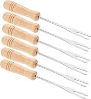 SHOWERORO Stirring Forks for Cheese Fondue 6pc Stainless Steel Fondue Fork Set Perfect for DIY Appetizers Barbecues Compact Portable