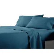Biscay Blue Flat Fitted Sheet Set Bed Single KS Double Queen King