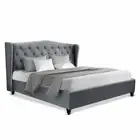 New King Size Wooden Upholstered Bed Frame Headboard - Grey