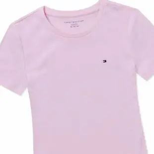 【Tommy Hilfiger】TOMMY 經典圓領Logo素面短袖T恤-女-粉色(平輸品/爆款/必備基本款)
