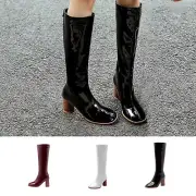 Women's Knee High Boots with Heels Women's Fashion Elastic Long Boots Knee High