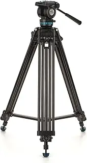 [Benro] KH25PC Video Tripod with Head, 15lb Payload, Continuous Pan Drag, Anti-Rotation Camera Plate (KH25PC)