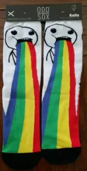 NEW! ODD SOX Puking Rainbows Socks, Men's Size 6-13 FREE SHIPPING!