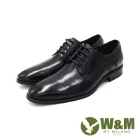 在飛比找momo購物網優惠-【W&M】男 氣墊感素面綁帶皮鞋 男鞋(黑)