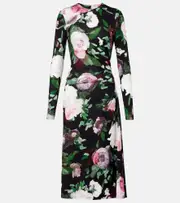 [Erdem] Erdem Draped floral midi dress AU 20 black