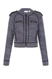 Sass & Bide Oh Yes Boucle Navy Black Tweed Jacket Moto Style US10/AUS14 NWT