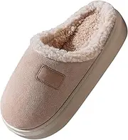 [Generic] Women's Spring Autumn And Winter Plus Velvet Warm Home Cotton Shoes With Thick Bottom And Soft Sole Non Slip Lamb Wool Cotton Slippers Furry Slipper Boots for Women Outdoor
