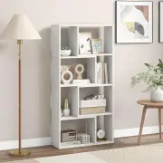 Costway4-Tier Geometric Bookshelf with 8-Cube Storage Organizer-White