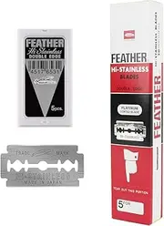 100 FEATHER Hi-Stainless Platinum Double Edge Razor Blades 5's