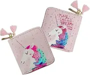 [TEMPNAP] 1Pc Cute Cartoon Unicorn Zipper Wallet for Lightweight PU Purse for Students Pink Design for Daily Use and Travel