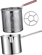 LOPUNER 1Set Stainless Steel Deep Fryer Kit with Fry Basket Frying Pot for Chips Vegetables and Meats Easy to Use Space Saving Design for Kitchen Cooking
