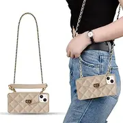 Yatchen Wallet Case for iPhone 16 Pro Max,Crossbody Phone Case with Lanyard Strap Cute Flip Folio Credit Card Holder Soft Silicone Girls Lady Handbag Case for iPhone 16 Pro Max Khaki