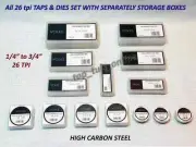 TAP DIE SET BSB BSCY CYCLE 26 TPI THREAD 1/4", 5/16", 3/8", 7/16", 1/2",5/8",3/4