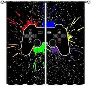 GY Gamepad Curtains Gamer Window Treatments for Boys Girls Colorful Game Controller Thermal Insulated Room Curtains for Living Room,55x63in