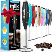 Electric Milk Frother, Milk Frother Handheld Foamer with Stainless Steel Stan...