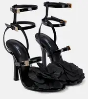 [Blumarine] Blumarine Embellished patent leather sandals AU 8 black