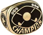 Express Medals Champion Golf Trophy Ring in Sizes 6 to 15 with Award Display Stand Case and Neck Display Ball Style Chain