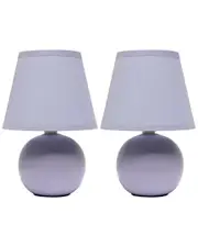 Creekwood Home Nauru 8.66" Traditional Petite Ceramic Orb Base Bedside Table Desk Lamp 2pk Set NoSize Purple