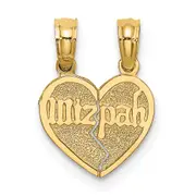 14K Yellow Gold Reversible Break Apart Mizpah Heart Charm