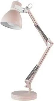 52028 28" Swing Arm Desk Lamp, Matte Rose, Matte White Accents, On/Off Rotary Sw