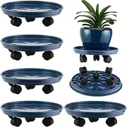 5 Packs Extra-large Plant Caddy with Wheels 15" Rolling Plant Stands Heavy-duty Plant Dolly Plastic Planter Roller Base Pot Movers Plant Saucer on Wheels Indoor Outdoor Plant Tray Coaster Blue