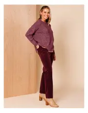 [Regatta] Recycled Cotton Blend Pull On Cord Straight Leg Pant In Port