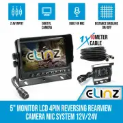5" Monitor LCD 12V/24V Car Reversing Rearview Camera with Mic System Kit 4PIN