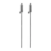 2x Silver 1.46m Round Metal Garden Fire Torches Outdoor Yard Flame Lamp Light