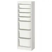 TROFAST storage combination with boxes, white/white, 46x30x146 cm