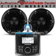 pkg ROCKFORD FOSGATE PMX1 MARINE RECEIVER + M0-65B BLACK 6.5" BOAT SPEAKERS NEW