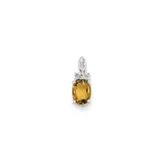 Sterling Silver Diamond u0026 Whiskey Quartz Pendant