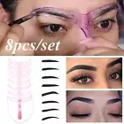 8 in1 Eyebrow Mold Eyebrow Stencils Reusable Design Eyebrow Grooming Card R-'f