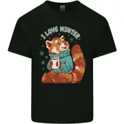 Red Panda Bear I Love Winter Kids T-Shirt Childrens