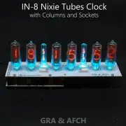 IN-8 Nixie Tubes Clock [Tubes Columns Temp F/C] 12/24H SlotMachine WITH SOCKETS