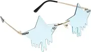 [BESTYASH] Pentagram Sunglasses Joke Women Sunglasses Retro Heart-shaped Festival Joules Party Sunglasses Anti-glare Trendy Sunglasses Round Sunglasses over Light Rave Rimless