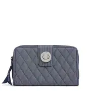 Vera Bradley RFID Turnlock Wallet Moonlight Navy Denim Mini Sketched Medallion