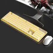 Backlit Keyboard and Mouse Wireless, Full Size, Quiet Input, Ergonomic Tilt Angle, Sleep Mode, 2.4G Rechargable Computer Keyboard and Optical Mice Set for Laptop PC (Milky + Warm Light)