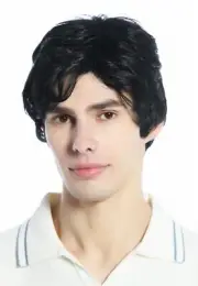 WIG ME UP Wig Men Ladies Short Parted Wavy Black Wig