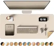 YSAGi Double-Sided Desk Pad, Leather Desk Mat, Eco Cork Desk Pad Protector,Large Mouse Pad,Waterproof Desk Blotter for Office/Home (Beige/Cork, 31.5"x15.7")
