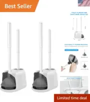Strong-Suction Toilet Plunger and Dense Brush Set - Space-Saving Caddy Included
