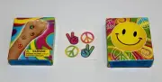 Set of 4 Mini Tattoo Boxes with 4 Mini Peace Signs Tattoos on One Sheet