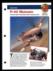 "P-40 WARHAWK CURTISS" Aircraft of World Spec Sheet American WWII 11.18