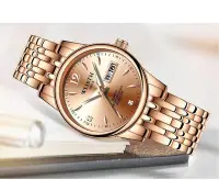 在飛比找Yahoo奇摩拍賣-7-11運費0元優惠優惠-日期顯示 小錶盤 潮流女錶 玫瑰金 流行手錶.夜光指針.造型