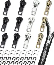 Universal Zipper Repair Kit (52 Pcs) - Replacement Slider, Pull & Fix Kit for